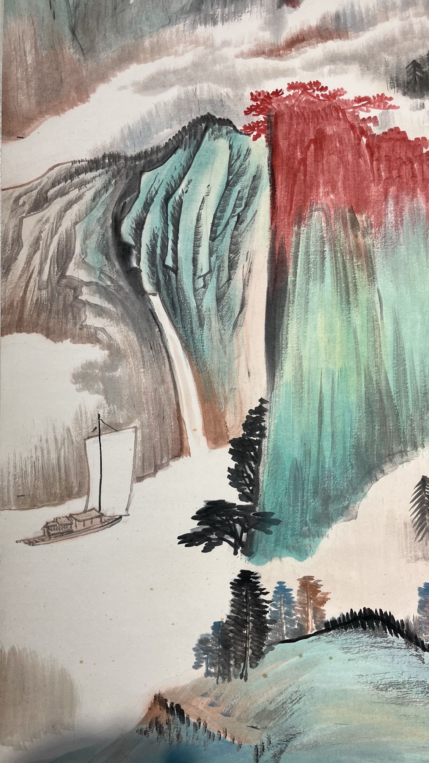 张大千字画图片_张大千纸本山水立轴_近现代张大千山水画