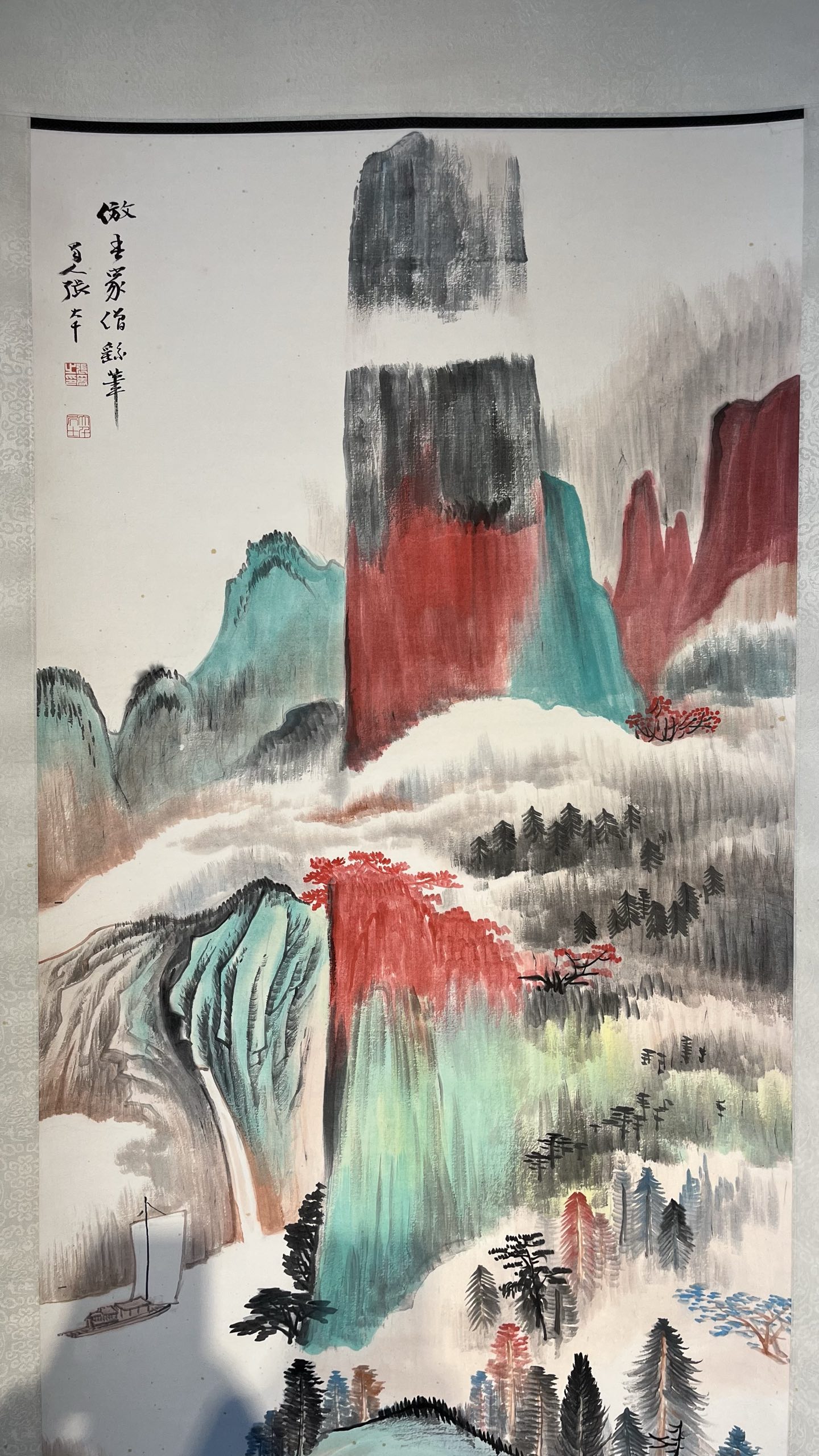 近现代张大千山水画_张大千纸本山水立轴_张大千字画图片