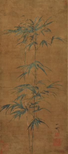 宋徽宗晴竹图 项元汴 张大千  _张大千字画图片_  宋徽宗晴竹图真迹  宣和玺  装裱  