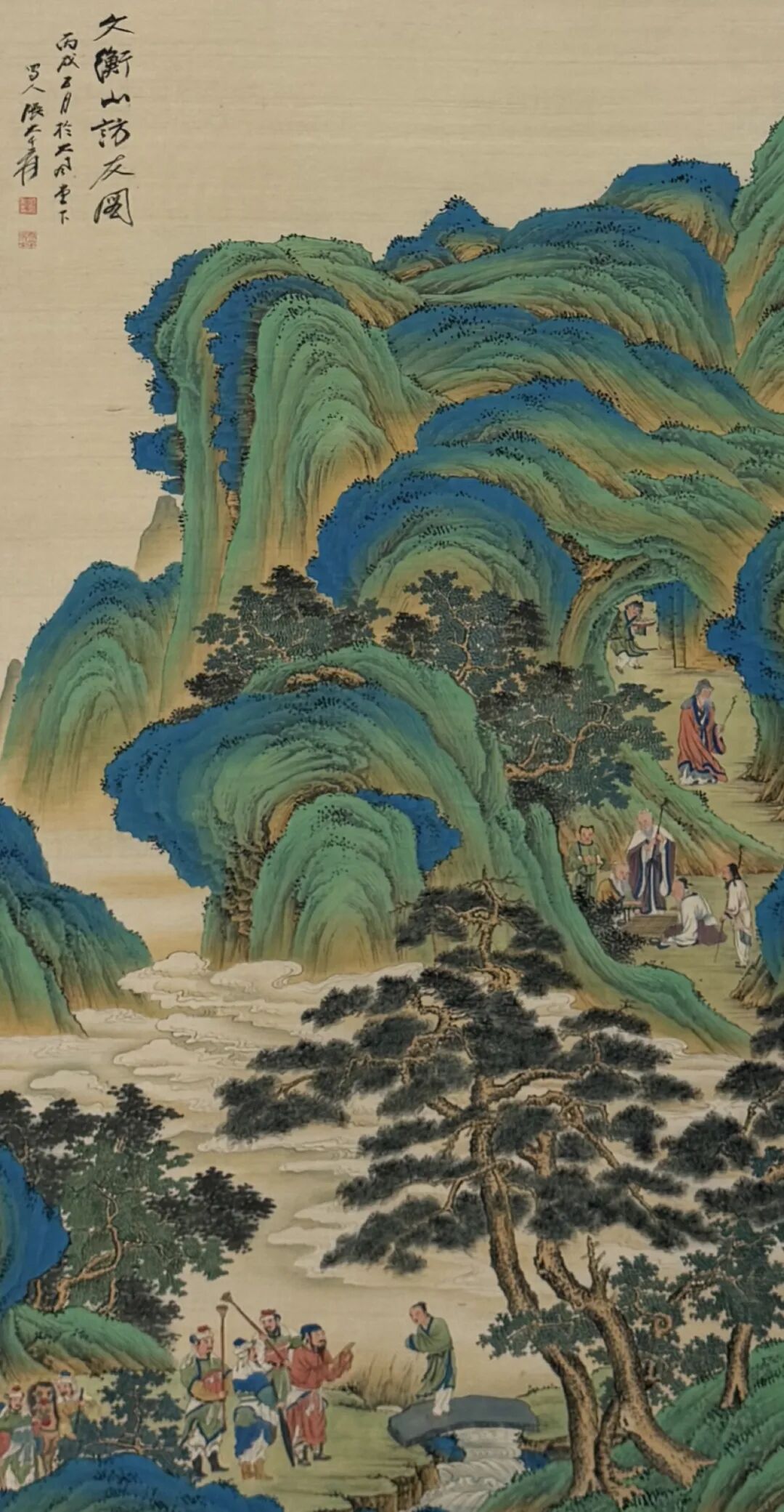 张大千字画图片_张大千青绿山水中堂_青绿山水绘画技法