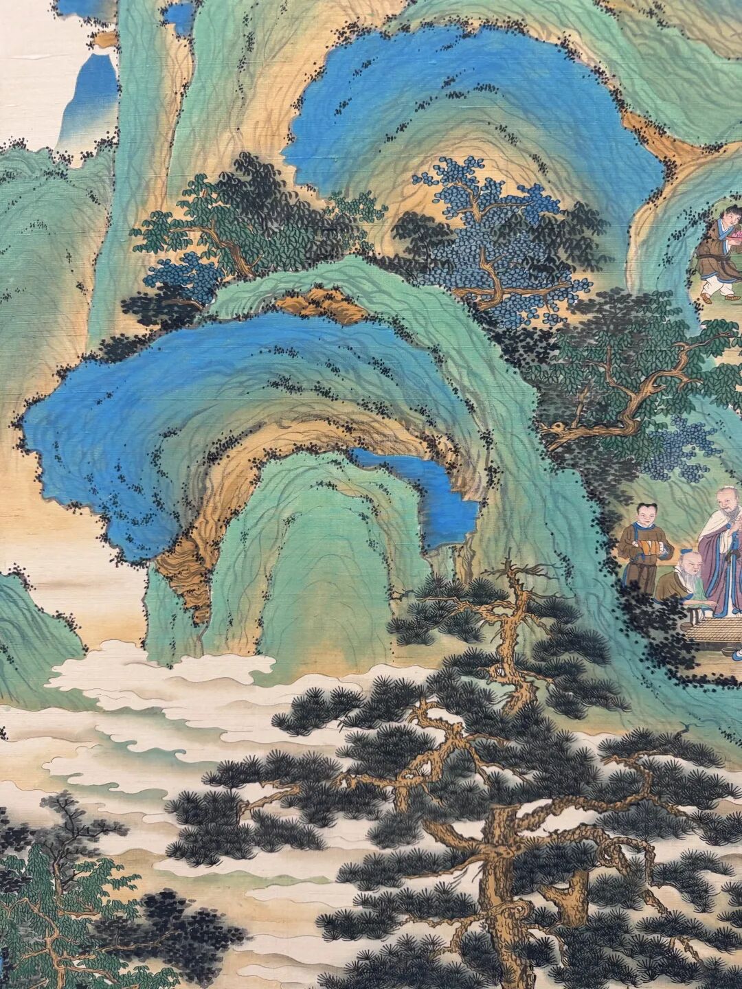 张大千青绿山水中堂_青绿山水绘画技法_张大千字画图片