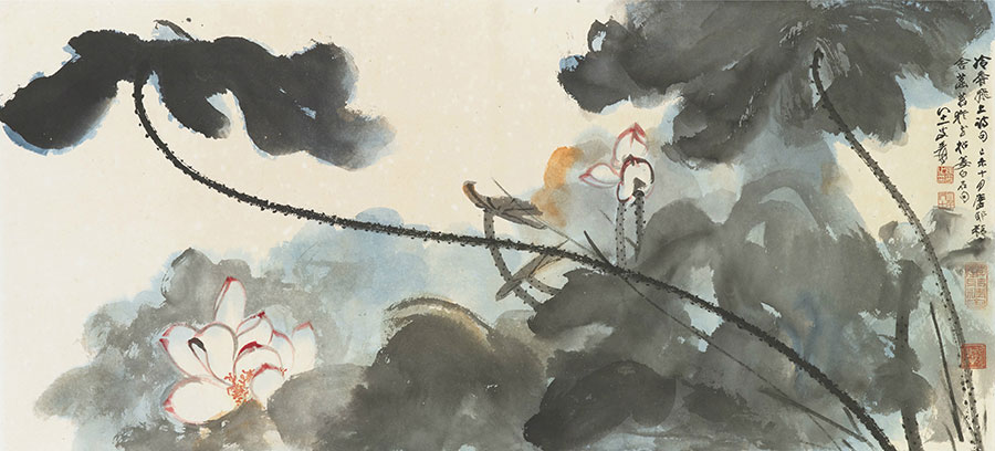 张大千低价出售国宝级藏画给大陆_张大千与何香凝的特殊荷花图_张大千字画图片