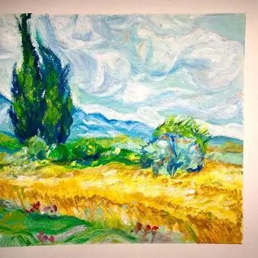 梵高麦田与柏树构图分析_梵高的柏树的教案_梵高麦田与柏树临摹心得