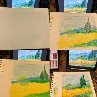 梵高麦田与柏树构图分析_梵高麦田与柏树临摹心得_梵高的柏树的教案