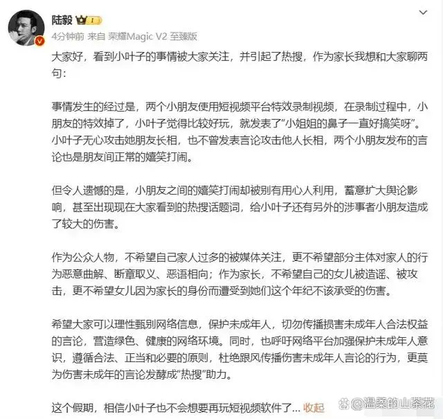 陆毅回应贝儿偷钱_陆毅鲍蕾女儿网络霸凌回应_陆毅女儿网络霸凌事件真相