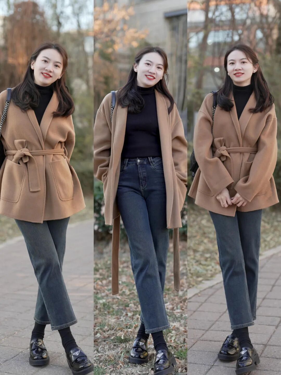 冬季红色大衣搭配图片_春季大衣穿搭_阔腿裤搭配大衣