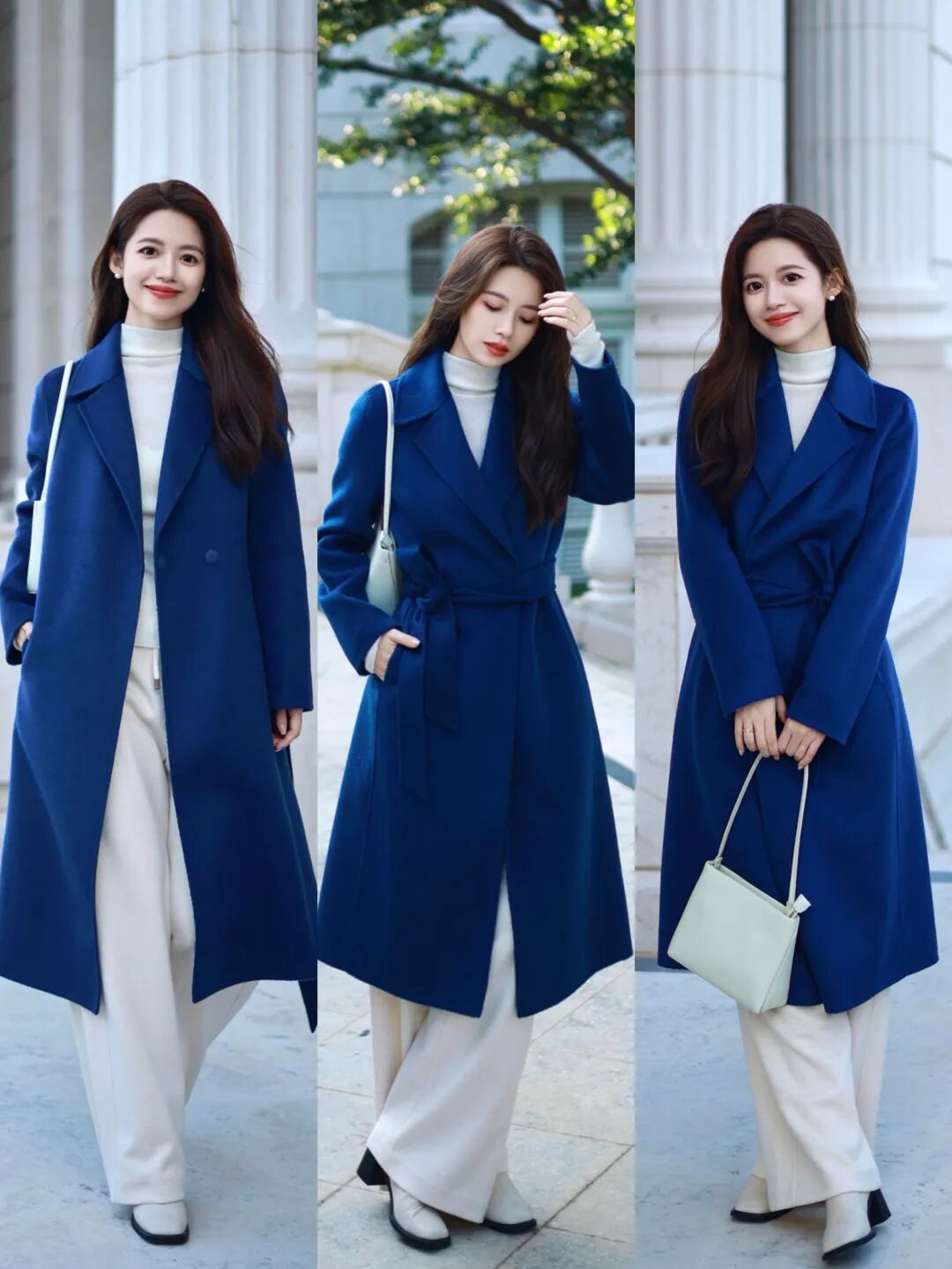 冬季红色大衣搭配图片_春季大衣穿搭_阔腿裤搭配大衣