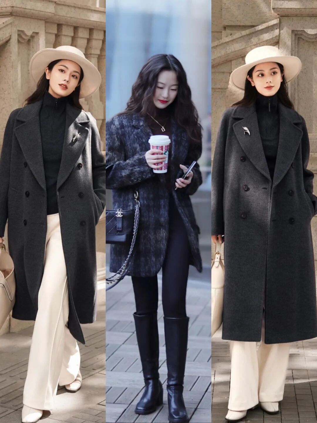 阔腿裤搭配大衣_春季大衣穿搭_冬季红色大衣搭配图片