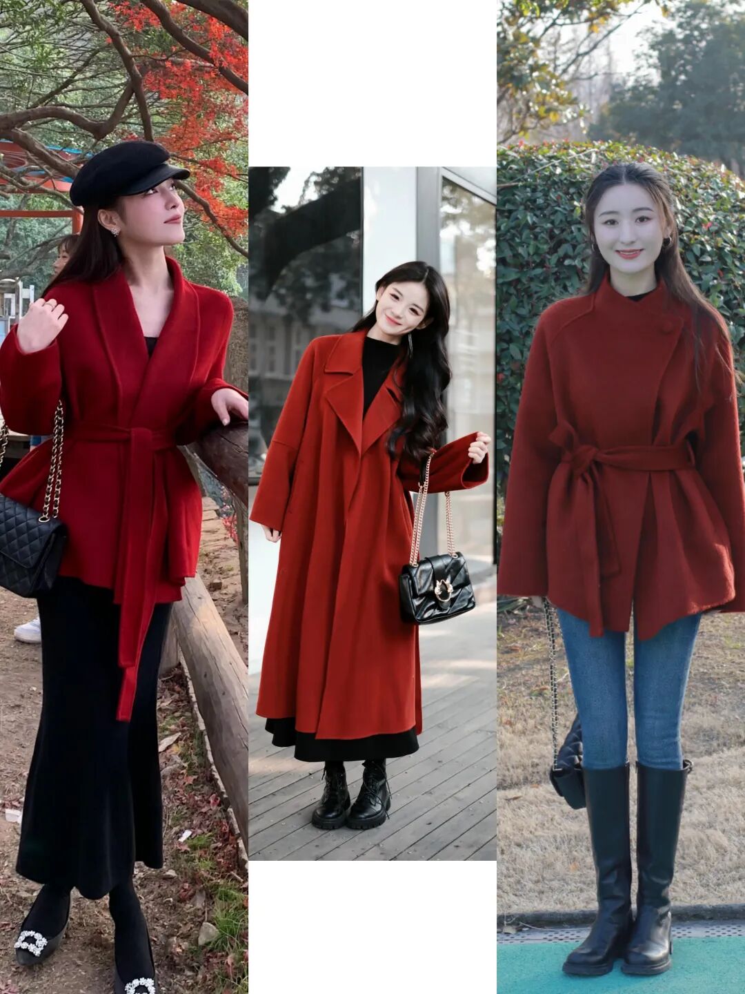 冬季红色大衣搭配图片_阔腿裤搭配大衣_春季大衣穿搭