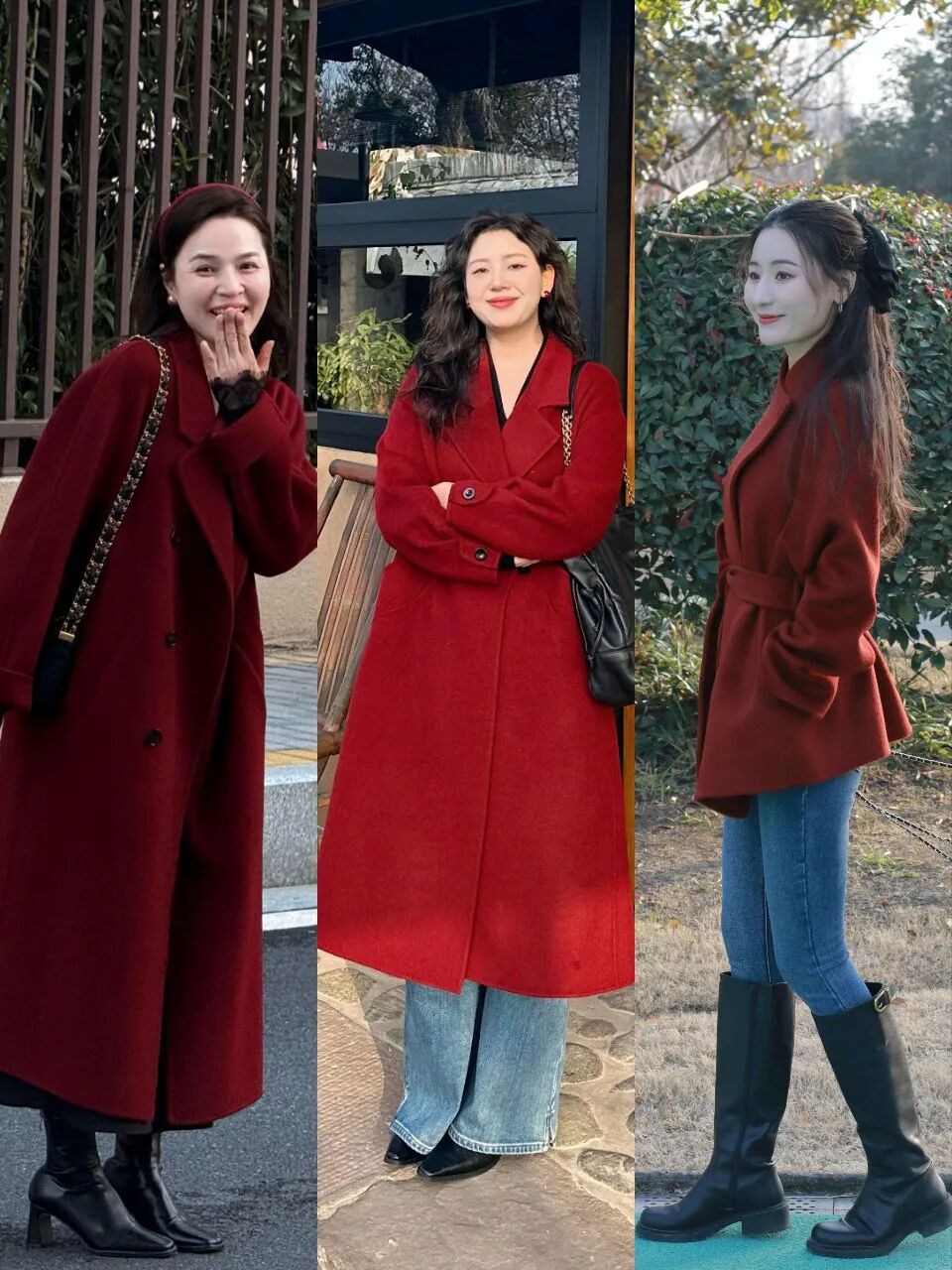 阔腿裤搭配大衣_春季大衣穿搭_冬季红色大衣搭配图片