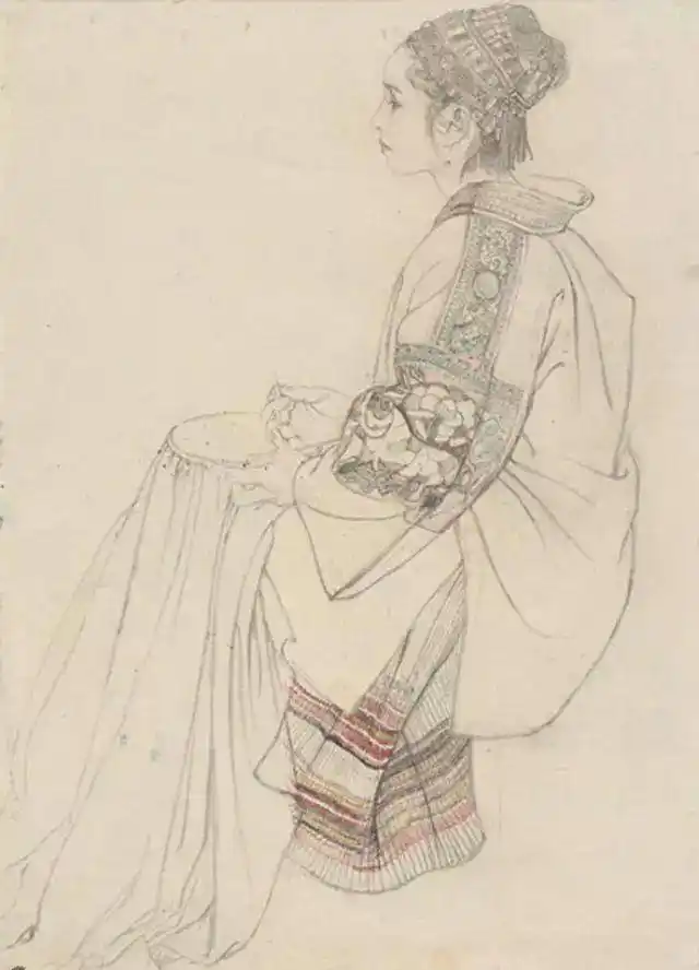 工笔画线描人物画谱_何家英艺术成就_何家英工笔画